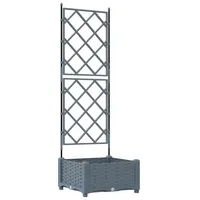 VidaXL Pflanzkasten mit Rankgitter Hellgrau 40x40x125,5 cm