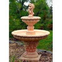 Casa Padrino Jugendstil Gartenbrunnen Junge mit Goldfisch Beige /