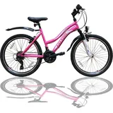 26 Zoll Mountainbike Mädchen Kinder Fahrrad mit Gabelfederung & Beleuchtung 21-GANG Rosa - Rosa