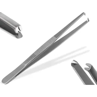 Profi Pinzette Gerade 10,5 cm bis 60 cm AUSWAHL, mit Innenzahnung NEU (14,5 cm) Silber
