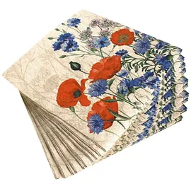 Home fashion Recyclingservietten „Wild Poppies“, 33x33 cm, 2-lagig, Home Fashion®, 20 Stück