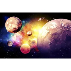 Fototapete PAPERMOON "GALAXIE-WELTALL UNIVERSUM PLANETEN SOLAR SYSTEM STERNE", bunt, B:2,50m L:1,86m, Vlies, Tapeten
