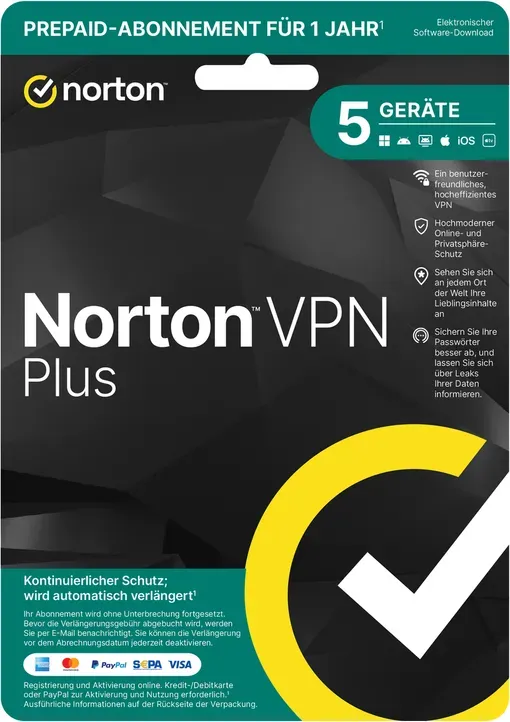 Norton VPN Plus, 5 Geräte, 1 Jahr