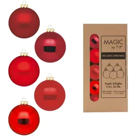 INGE-GLAS 36 Weihnachtskugeln 4cm Glas Christbaumkugeln Weihnachtsbaumkugeln klein rot
