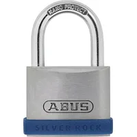 ABUS Silver Rock 5 Herkömmliches Vorhängeschloss Tastensperre Unterschiedliche Schließung Pforte Werkzeugkasten Silber Zink - mit Silikon Schutzrahmen - Kellerschloss u. v. m. - ABUS-Sicherheitslevel - Blau/Silber