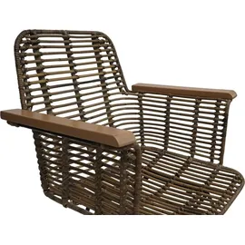 Mendler Esszimmerstuhl HWC-M29, Küchenstuhl Korbstuhl Rattansessel Rattanstuhl Stuhl mit Armlehnen, Kubu Rattan Holz Metall