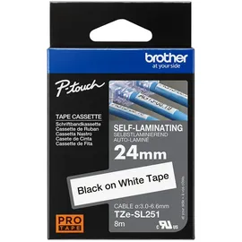 Brother TZe-SL251 schwarz auf weiß 24mm / 8m laminiert selbstklebend