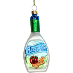 Christbaumschmuck 11cm Glas Salatdressing Figur Handbemalt & mit Glitzer Weihnachtsbaum Anhänger Weihnachten Weihnachtsbaumschmuck Flasche Weiß