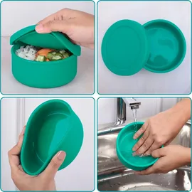 Belle Vous Pizzateigbehälter mit Deckel - Set von 4 - Silikon - Stapelbare Teigbehälter - Pizzaballenbox - Zum Brotbacken und Pizzabacken - Pizza... - Grün