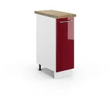 Vicco Apothekerschrank Fame-Line, Bordeaux Hochglanz, 30 cm, AP Eiche, zur Kombination mit weiteren Modulen der Fame-Line Serie