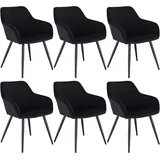 Woltu Esszimmerstühle 6er Set Esszimmerstuhl Küchenstuhl Polsterstuhl Design Stuhl mit Armlehnen, mit Sitzfläche aus Samt, Gestell aus Metall, modern, Schwarz,