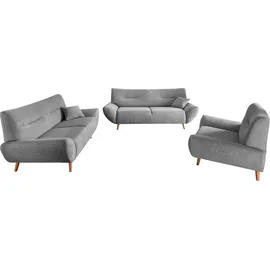 Home Affaire 3-2-1 Garnitur Polyester 3-Sitzer + 2-Sitzer + Sessel Grau