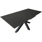 Loreno® Esstisch Keramik schwarz 180(220) x 90 ausziehbar Spider-Gestell schwarz MILLIE