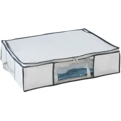 Unterbettkommode WENKO "Vakuum Soft Box M", weiß (transparent, weiß), B:65cm H:15cm T:50cm, Aufbewahrungsboxen, integrierte Vakuum-Tasche & Blitzventil, bis zu 75 % Platzersparnis