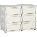 Homcom Schubladenschrank Kunststoff 75 x 37 x 56,5 cm Cremeweiß 6 Schubladen