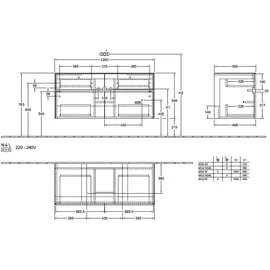 Villeroy & Boch Waschtischunterschrank 4 Auszüge 120 x 54,8 x 50 cm Schwarz