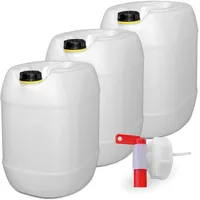Plasteo 3x30L Wasserkanister, Plastekanister | AFT-Hahn DIN 61) |