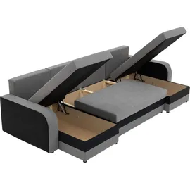 Mirjan24 Ecksofa Kris U, Stilvoll Eckcouch mit Bettkasten und Schlaffunktion, U-Form, Schlafsofa (Mikrofaza 0015 + Mikrofaza 0022) - Rot/Schwarz