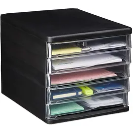 Relaxdays Schubladenbox 24,5 x 26,5 x 34 cm 5-tlg. schwarz