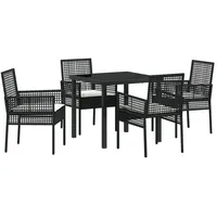 VidaXL 5-teiliges Garten Essset mit Kissen aus schwarzem Poly