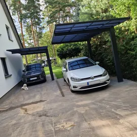 Ximax Carport Wing 2,80 x 5,31 m anthrazit mit Regenrinne