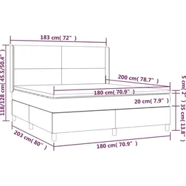 vidaXL Boxspringbett 180 x 200 cm Schwarz