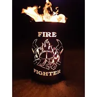 TiKo-Design Feuertonne - Lagerfeuertonne - Feuerkorb mit Firefighter/Feuerwehrmann Motiv – Verleihen Sie Ihrem Garten EIN besonderes Ambiente für unvergessliche Abende mit ihren Freunden