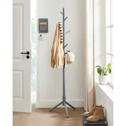 VASAGLE Garderobenständer, freistehender Kleiderständer, Garderobe aus Massivholz, in Baumform, mit 8 Haken, für Kleidung, Hüte