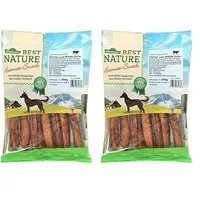 Dehner Best Nature Hundesnack, hochwertiges Leckerli getreidefrei/zuckerfrei, Kausnack für Hunde, Ochsenziemer, 250 g (Packung mit 2)