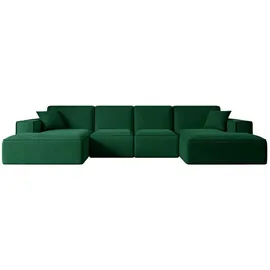 altdecor Wohnlandschaft, Grün, Textil, 6-Sitzer, U-Form, 349x80x169 cm, Wohnzimmer, Sofas - Couches, Wohnlandschaften, Wohnlandschaften in U-Form