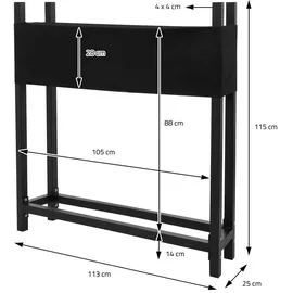 ML-Design Metall Kaminholzregal mit Abdeckung 113x25x115 cm Anthrazit Stahl