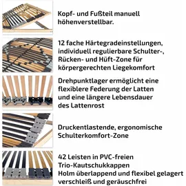 Matratzen Perfekt Lattenrost 42 Leisten verstellbar 80 x 200 cm