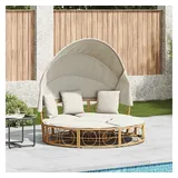 vidaXL Outdoor-Loungebett mit Dach und Kissen Poly Rattan