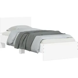 vidaXL Bettgestell mit Kopfteil und LED-Leuchten Weiß 90x200 cm