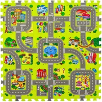 LittleTom 9 Teile Puzzlematte Straße für Kinder - 30x30 Spielstraße Puzzle Spielteppich