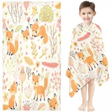 CHEFFS Fuchs Strandtuch 90x180 cm Badetuch Strandlaken Handtücher 50x100cm Für Kinder, Wald Tier Badetuch Groß 100x200cm Microfaser Handtücher Handtuch(10,80X150CM)