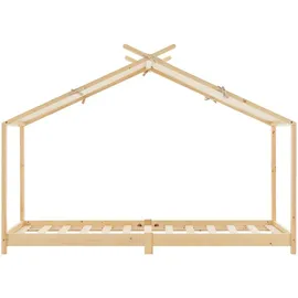 [en.casa] Kinderbett Brome Hausbett 90 x 200 cm Kiefer naturbelassen beige