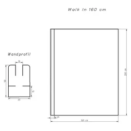 FA-Bausysteme Walk-In Glas Dusche Scherben 160 cm