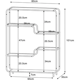 [en.casa] Standregal Kristiansand 101 x 80 x 30 cm Schwarz/Eiche-Optik