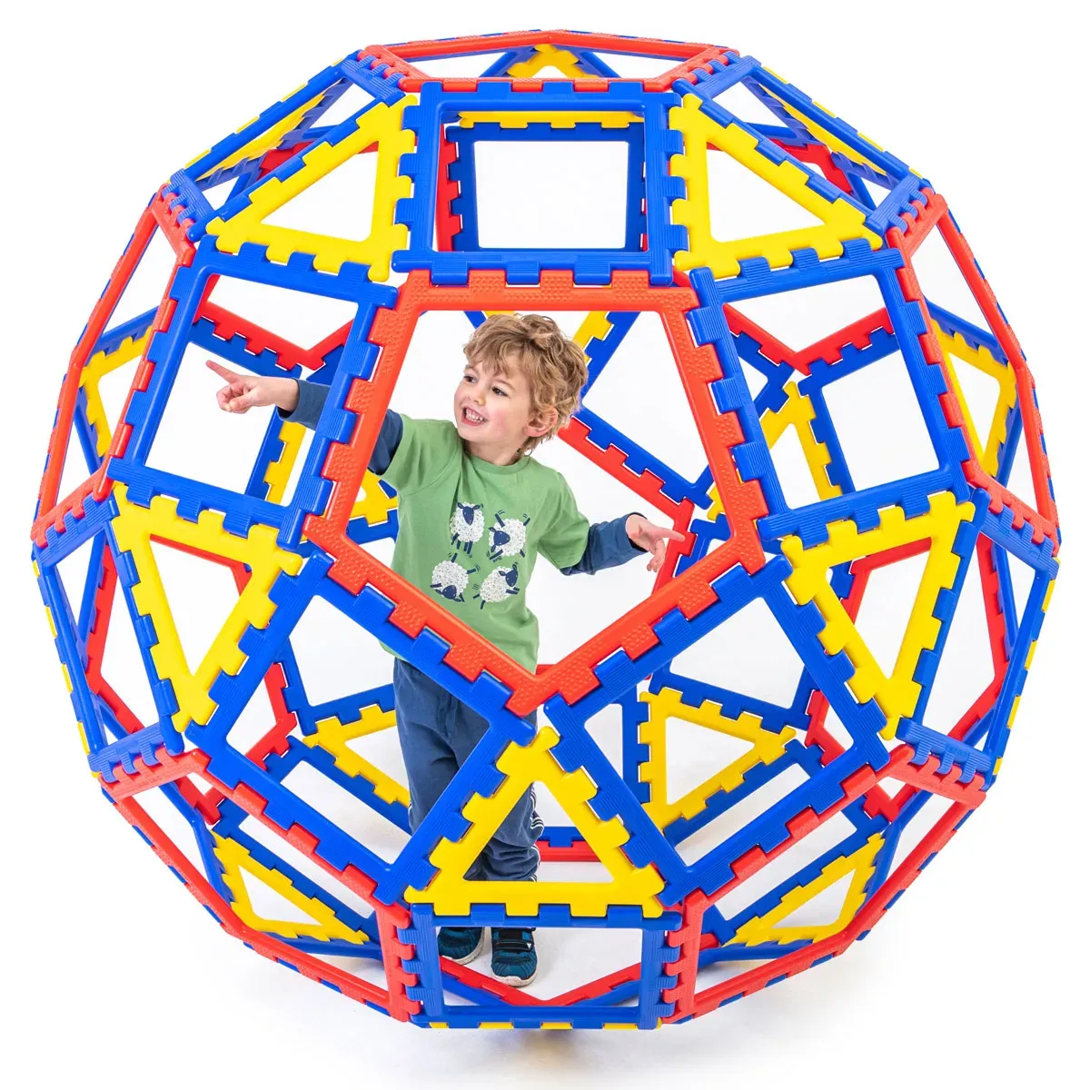 Polydron XL Kuppel Bauspiel 62 Teile - Kunststoff Großformat - Für Gruppen, Fördert Kreativität, Ab 2 Jahren