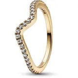 Pandora Damenring Funkelnde Welle Goldfarben, 56/17,8