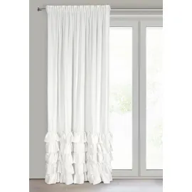 Eurofirany Carli Samtvorhang mit Rüsche, Velvet Vorhang mit Kräuselband -1 STK. Vorhang Blickdicht, Verdunkelung, Exklusiver Vorhang für Wohnzimmer, Schlafzimmer, 140x270 cm, Weiß