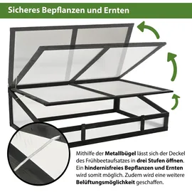 Trutzholm Frühbeetaufsatz aus Holz 120x80cm für Hochbeet schwarz