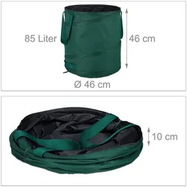 Relaxdays Laubsack selbstaufstellend 3er Set 85L Ø 46 cm grün