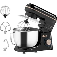 HOMCOM Küchenmaschine Knetmaschine mit 4,5L Edelstahlschüssel 1300W Teigmaschine mit 6+P Geschwindigkeit Küchenmixer mit Knethaken, Schneebesen, Rührer, Teigschaber, Eiertrenner, Spritzschutz   Aosom