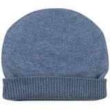 Yanopurna Strickmütze Kaschmir Mütze Beanie glatt mit geripptem Umschlag blau