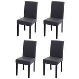 MCW 4er-Set Esszimmerstuhl Stuhl Küchenstuhl Littau ~ Kunstleder, grau matt, dunkle Beine