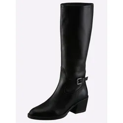 Stiefel HEINE, Damen, Gr. 39, schwarz, Leder, Rindsleder, Glattleder, modisch, Schuhe