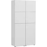 MÖBELPARTNER Spind Locked weiß 702029, 6 Schließfächer 90,8 x 40,7 x 185,2 cm