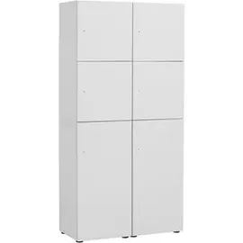 MÖBELPARTNER Spind Locked weiß 702029, 6 Schließfächer 90,8 x 40,7 x 185,2 cm